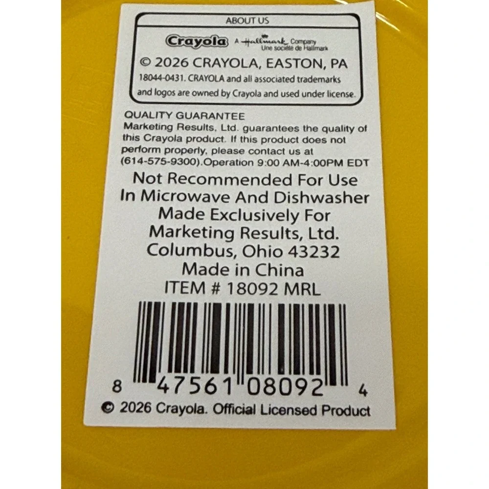 Crayola 2 Pack Plastic Tumblers Yellow Rainbow Crayon Character BPA Free 18092